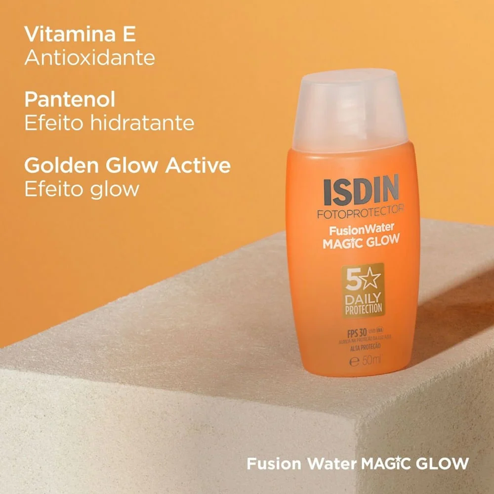 Protetor Solar Facial Isdin Fusion Water Magic Glow FPS30 50ml 50ml 3