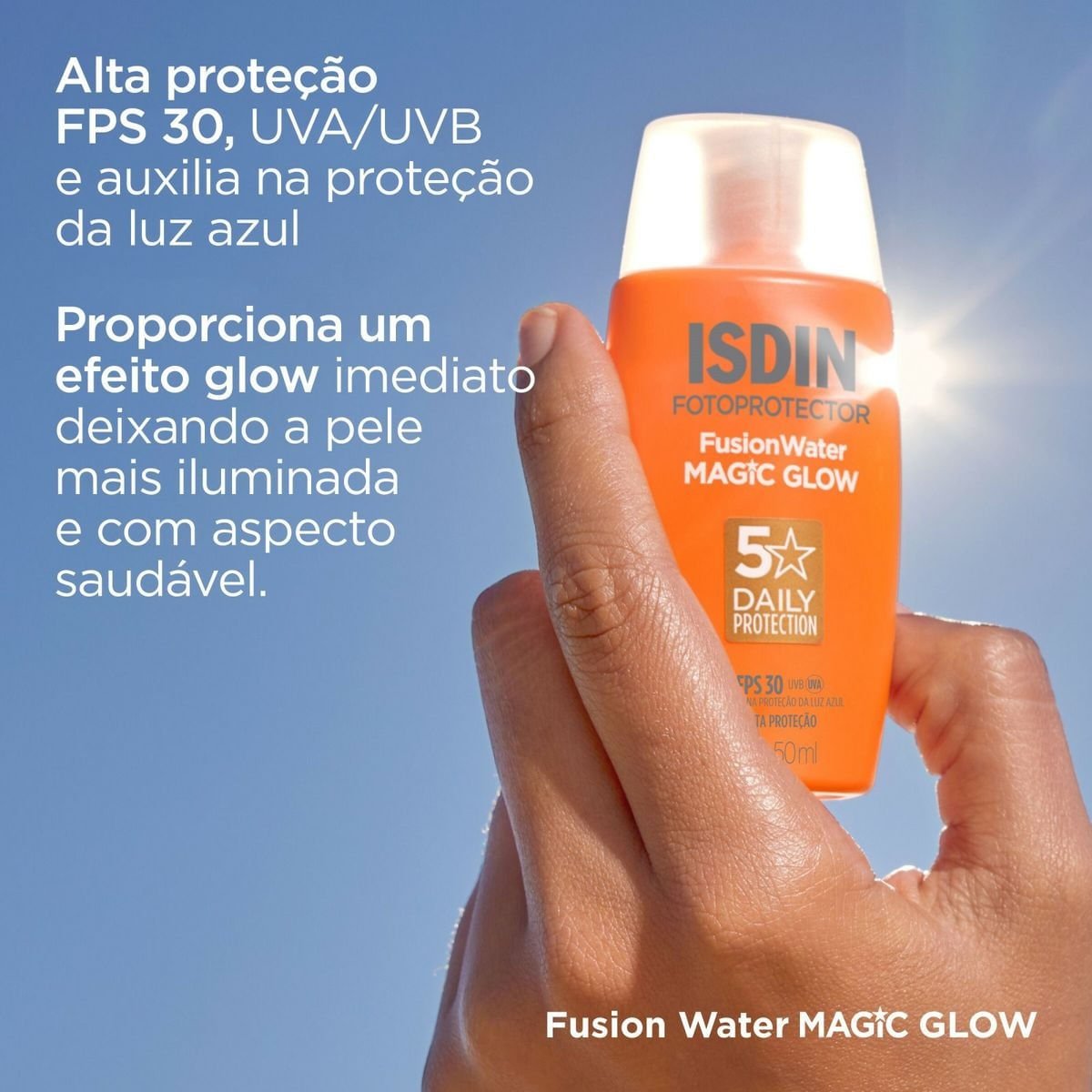 Protetor Solar Facial Isdin Fusion Water Magic Glow FPS30 50ml 50ml 4