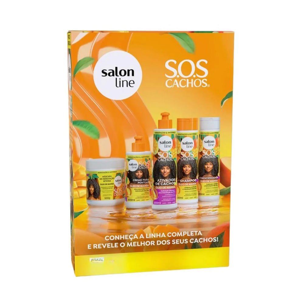 Kit Shampoo Salon Line SOS Cachos Óleo de Manga 300ml + Condicionador 200ml ÚNICO 2
