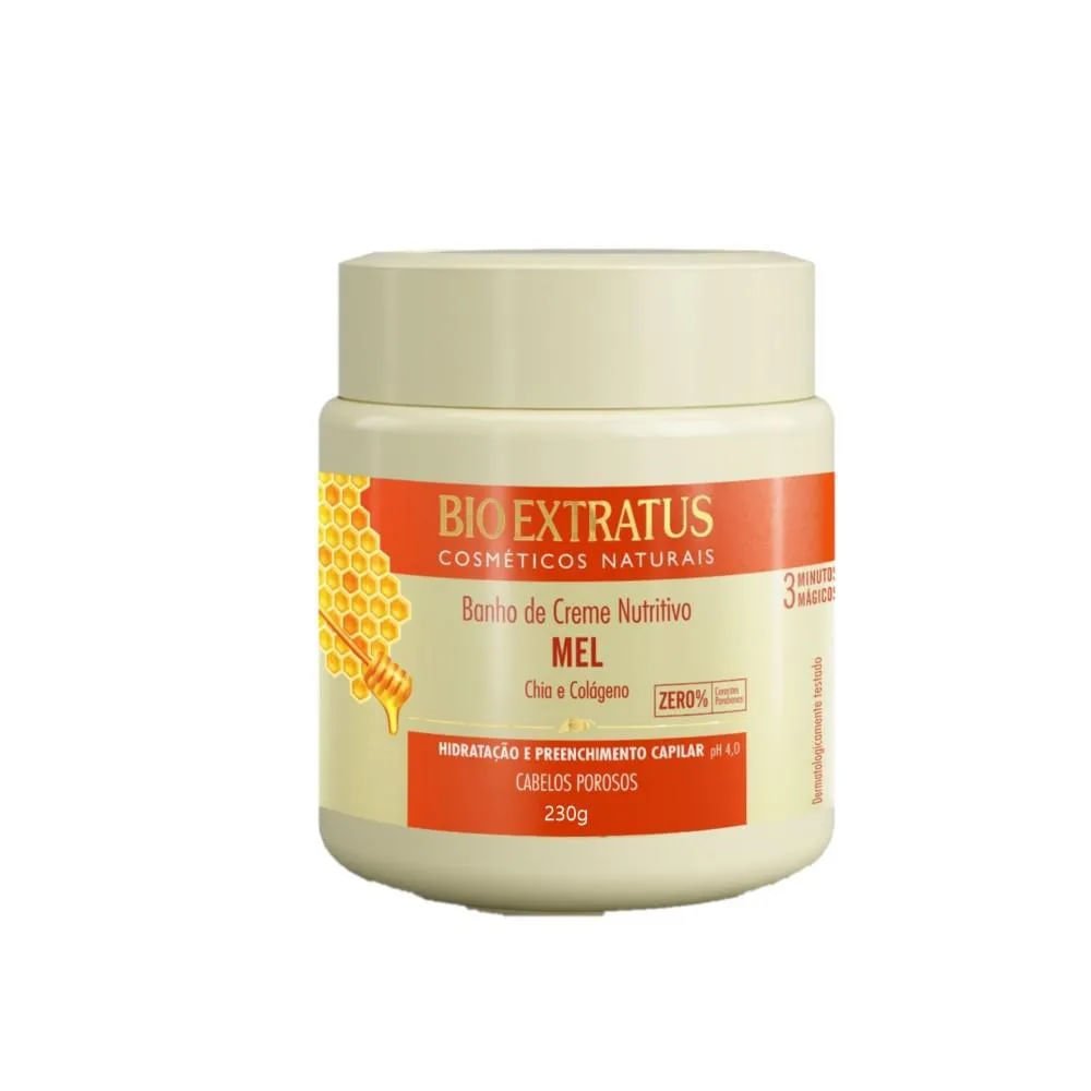 Kit Shampoo Bio Extratus Nutritivo Mel 500ml + Condicionador + Banho de Creme 230g ÚNICO 4