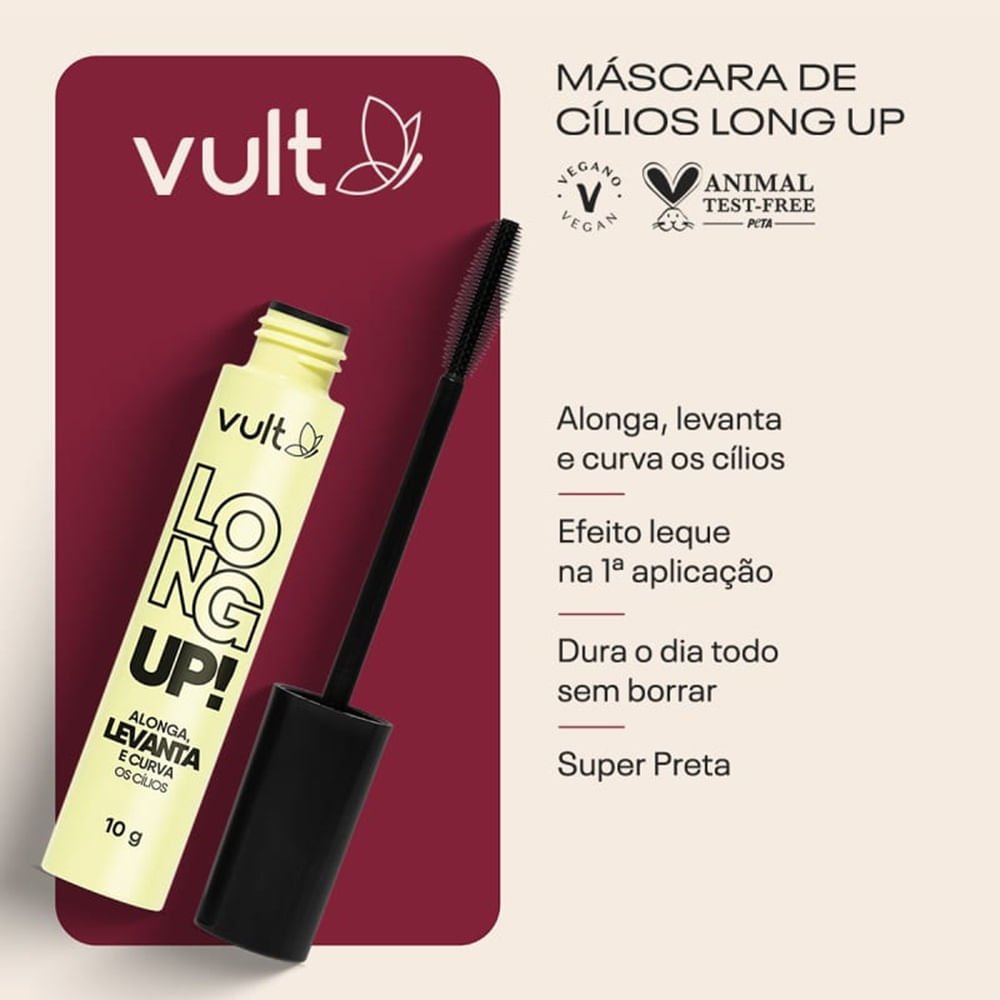 Máscara de Cílios Vult Long Up Preta 10g Preto 4