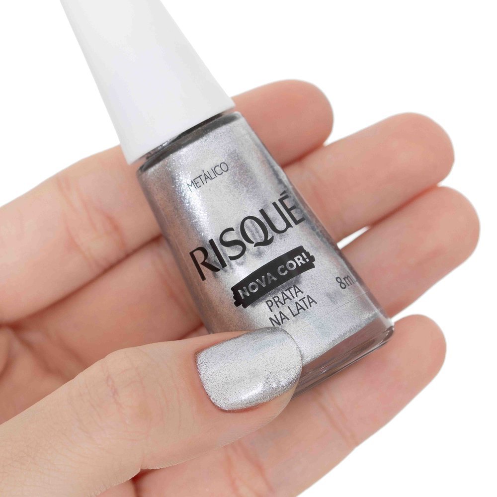 Esmalte Metálico Risqué Prata na Lata 8ml Prata na Lata 5