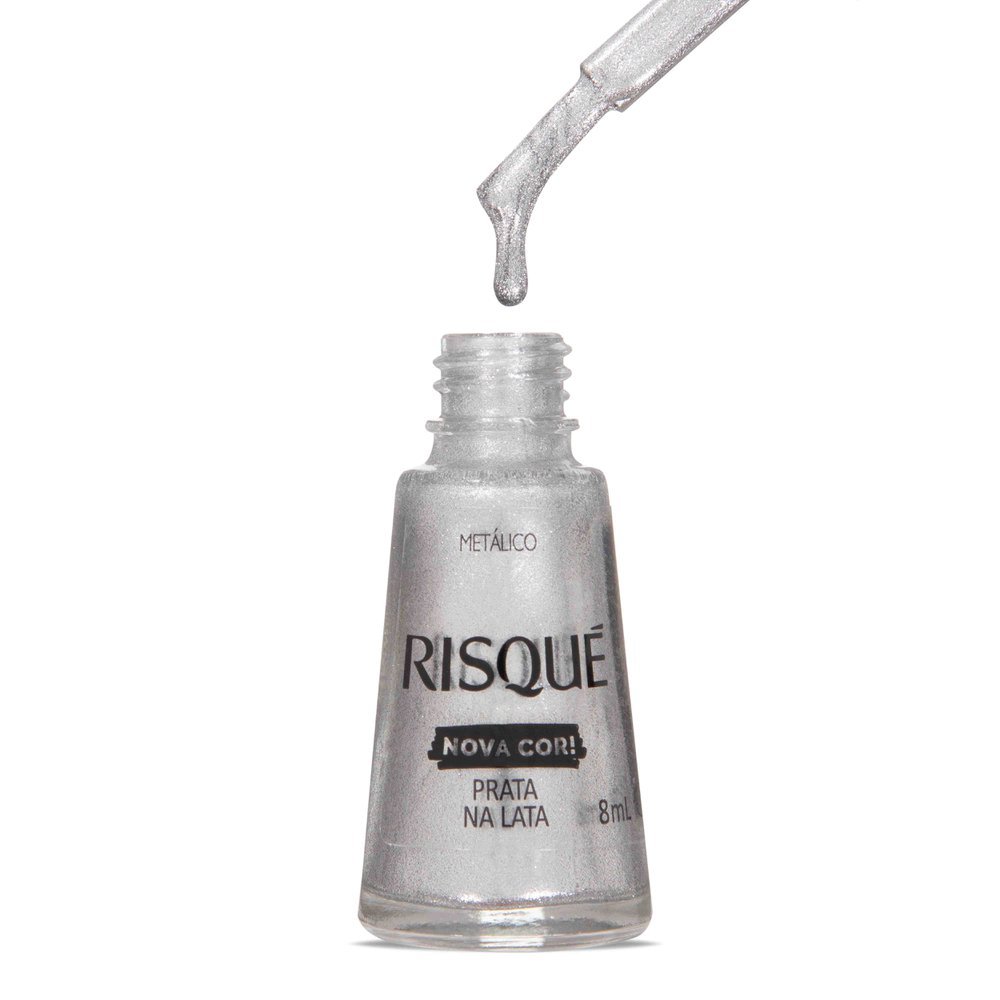 Esmalte Metálico Risqué Prata na Lata 8ml Prata na Lata 7
