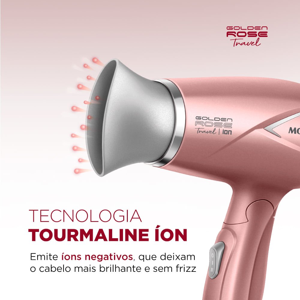 Secador de Cabelo Mondial Travel 1200W Bivolt SC-47-GR Golden/Rose Rosa 2