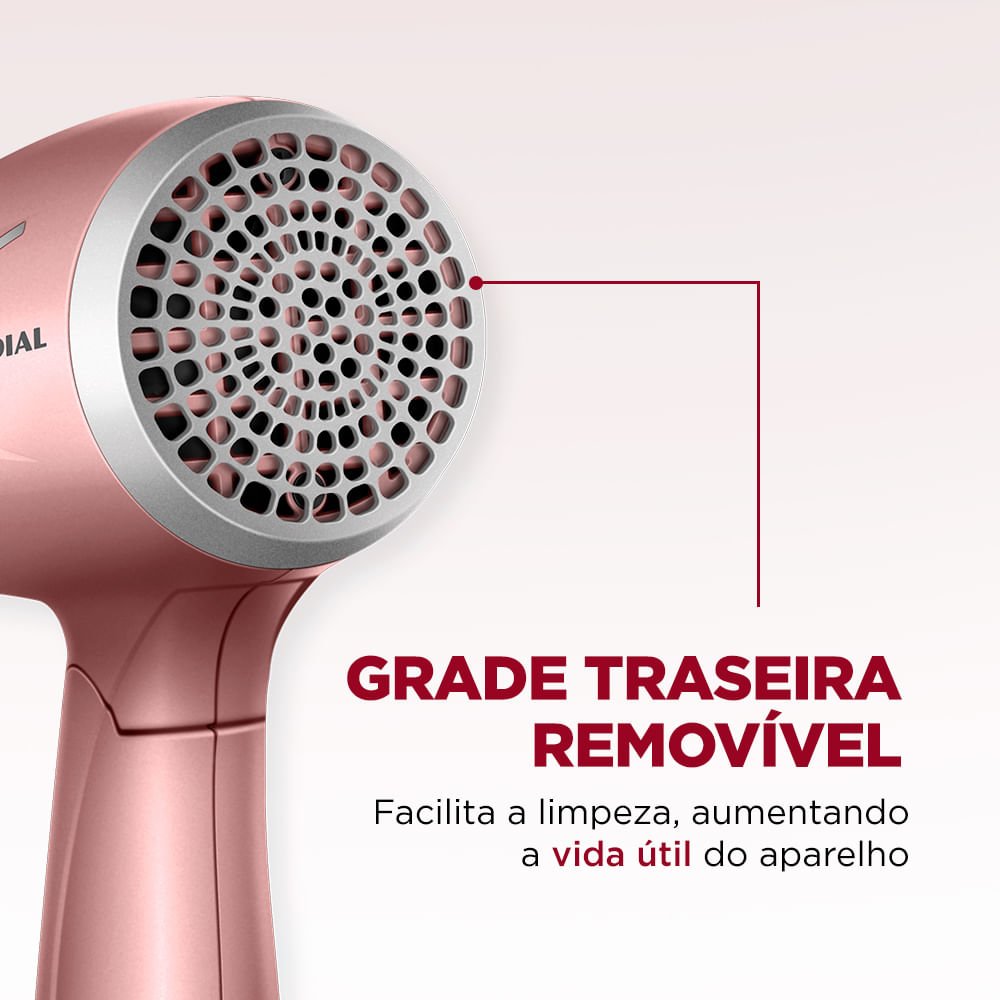 Secador de Cabelo Mondial Travel 1200W Bivolt SC-47-GR Golden/Rose Rosa 6