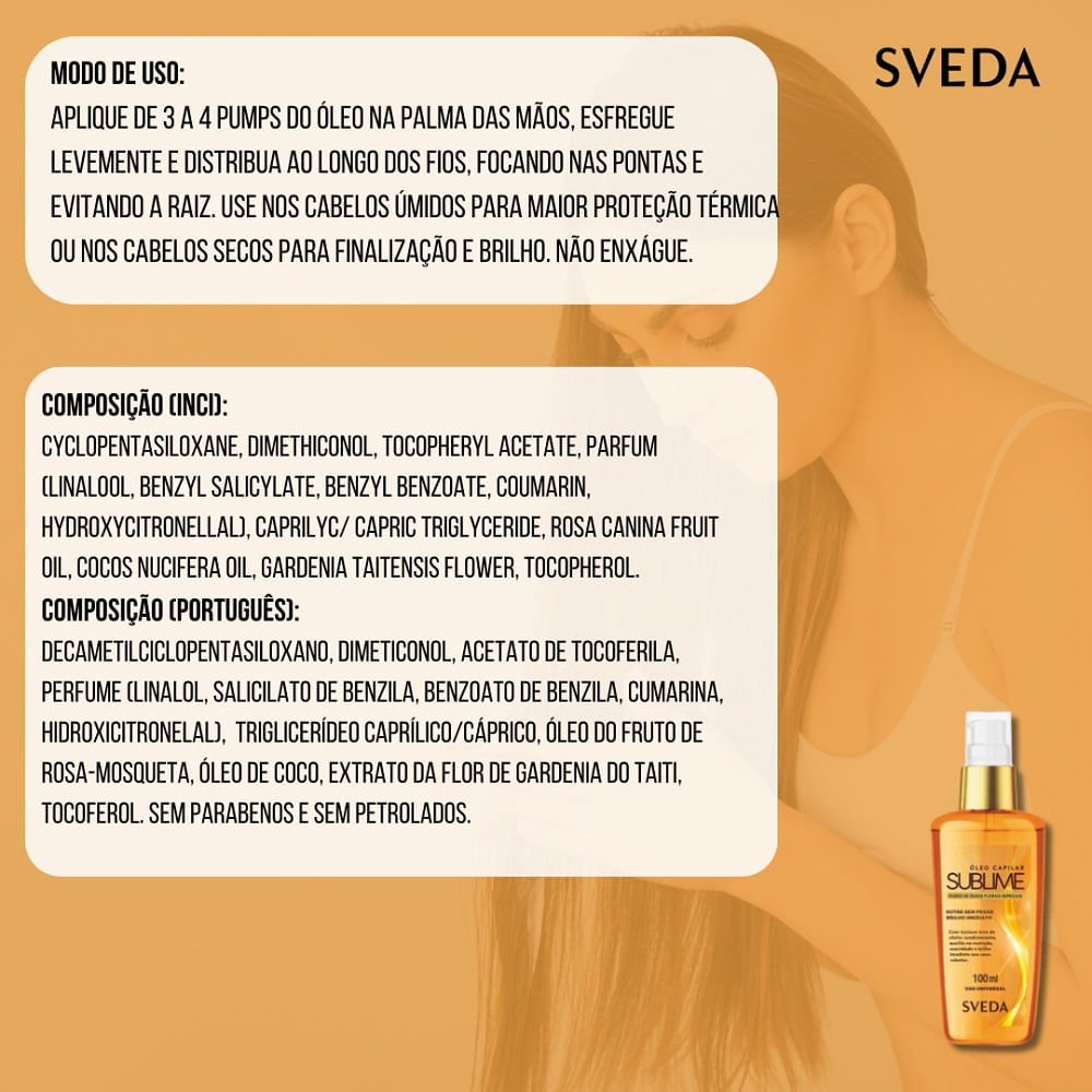 Óleo Capilar Sveda Sublime 100ml 100ml 3