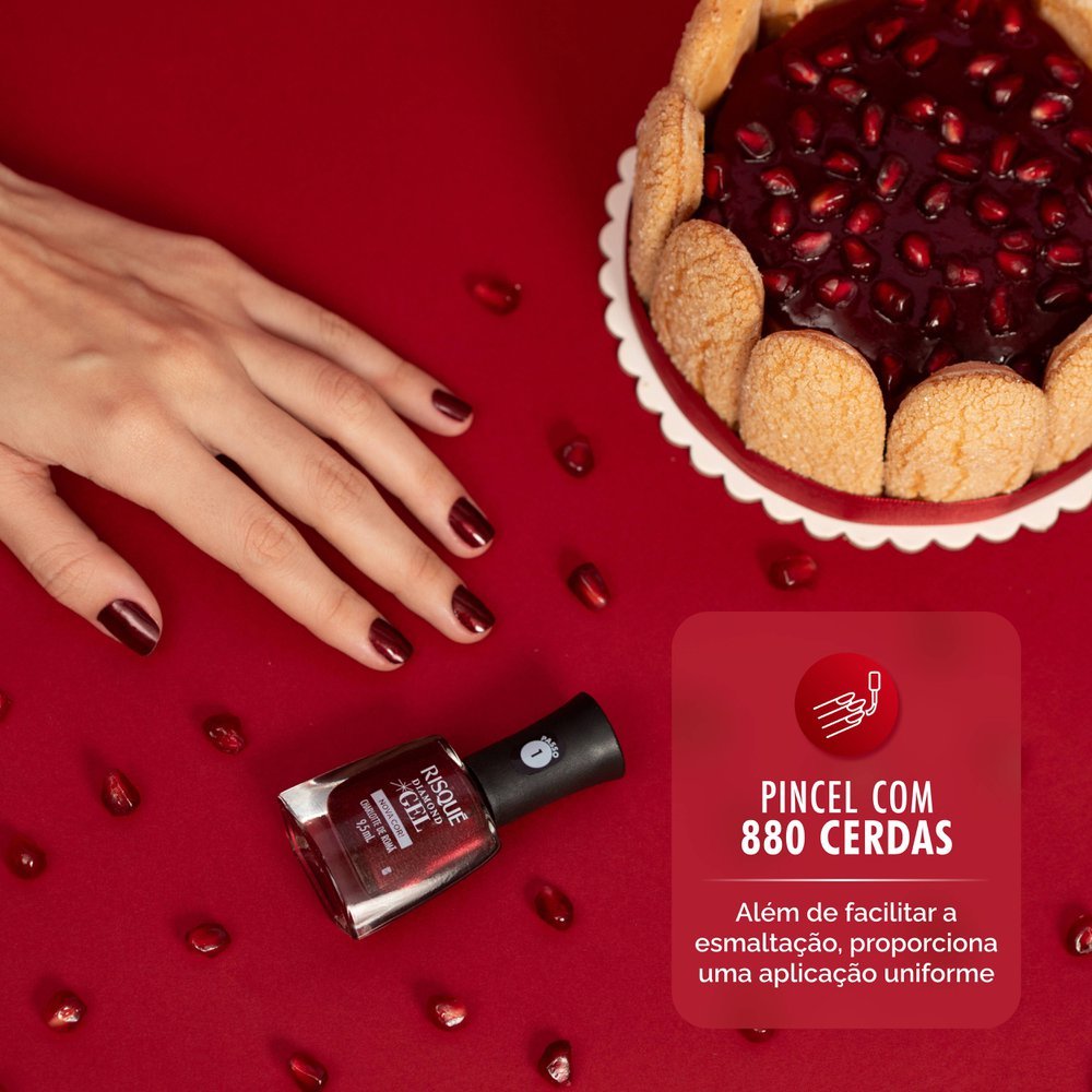 Esmalte Vermelho Risqué Diamond Gel Charlotte de Romã Metálico 9,5 ml Charlotte De Romã 8