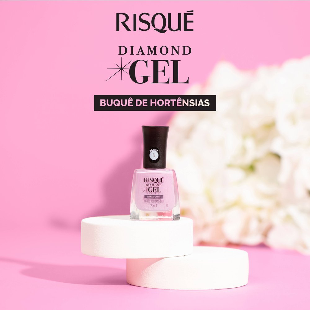 Esmalte Lilás Risqué Diamond Gel Buquê de Hotênsias Cremoso 9,5 ml Buquê de Hortênsias 2
