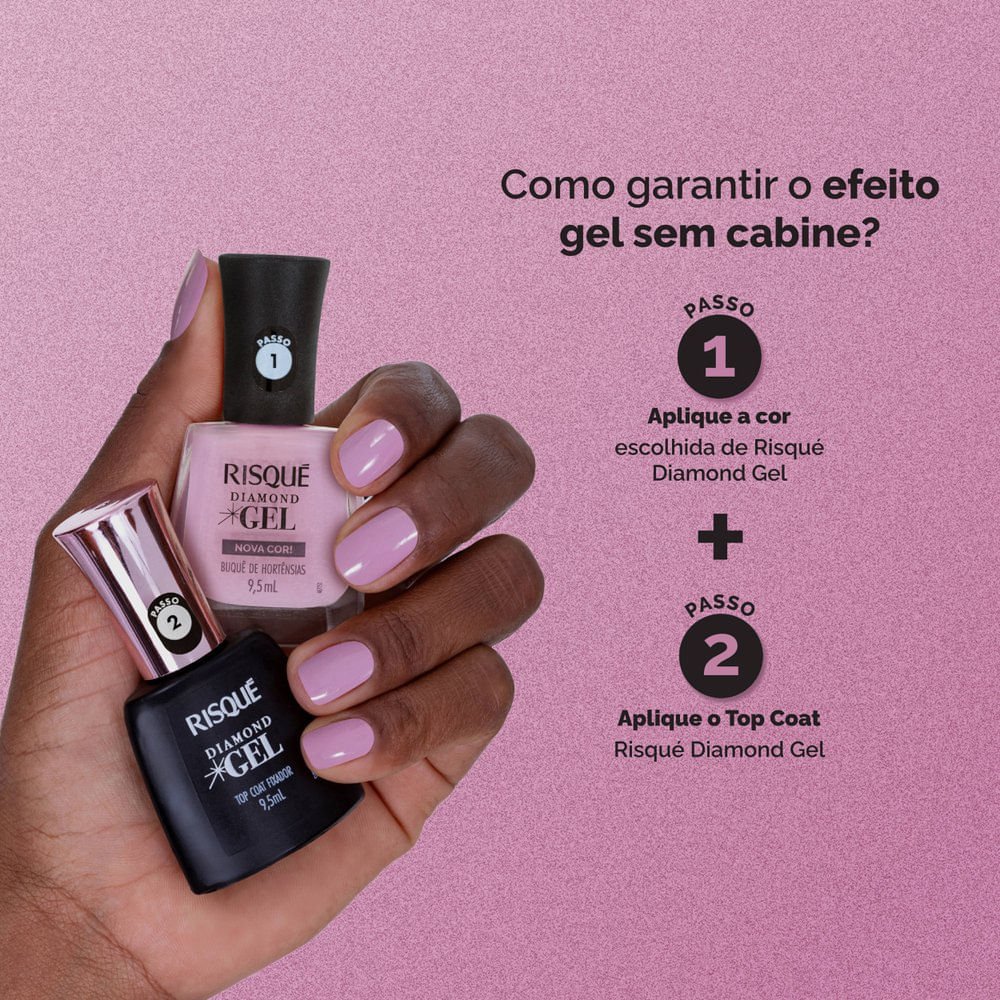 Esmalte Lilás Risqué Diamond Gel Buquê de Hotênsias Cremoso 9,5 ml Buquê de Hortênsias 3