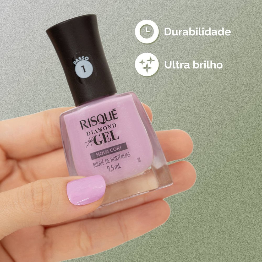 Esmalte Lilás Risqué Diamond Gel Buquê de Hotênsias Cremoso 9,5 ml Buquê de Hortênsias 4