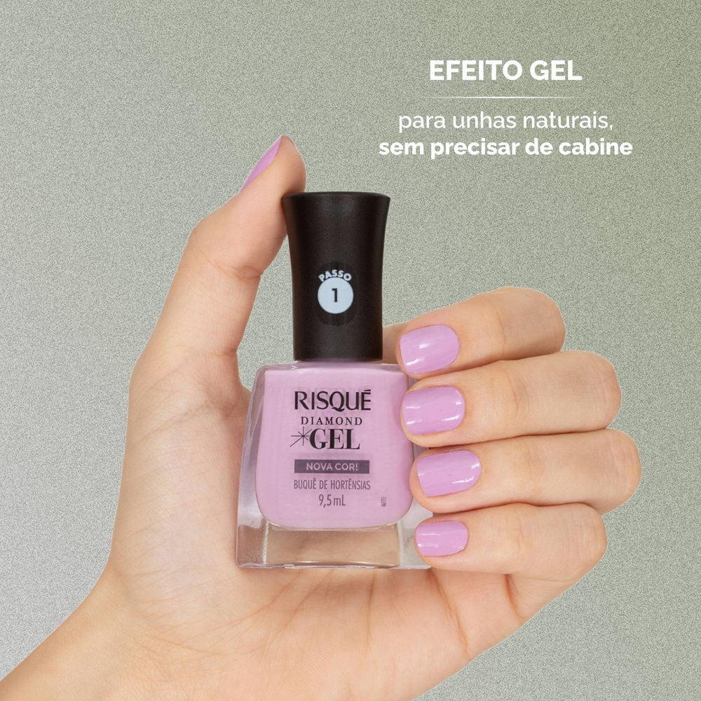 Esmalte Lilás Risqué Diamond Gel Buquê de Hotênsias Cremoso 9,5 ml Buquê de Hortênsias 7