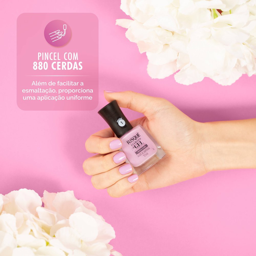 Esmalte Lilás Risqué Diamond Gel Buquê de Hotênsias Cremoso 9,5 ml Buquê de Hortênsias 8