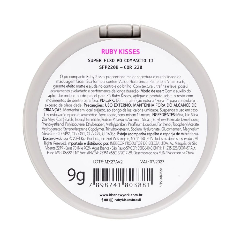 Pó Compacto Ruby Kisses Super Fixo Cor 220 9g Cor 220 6