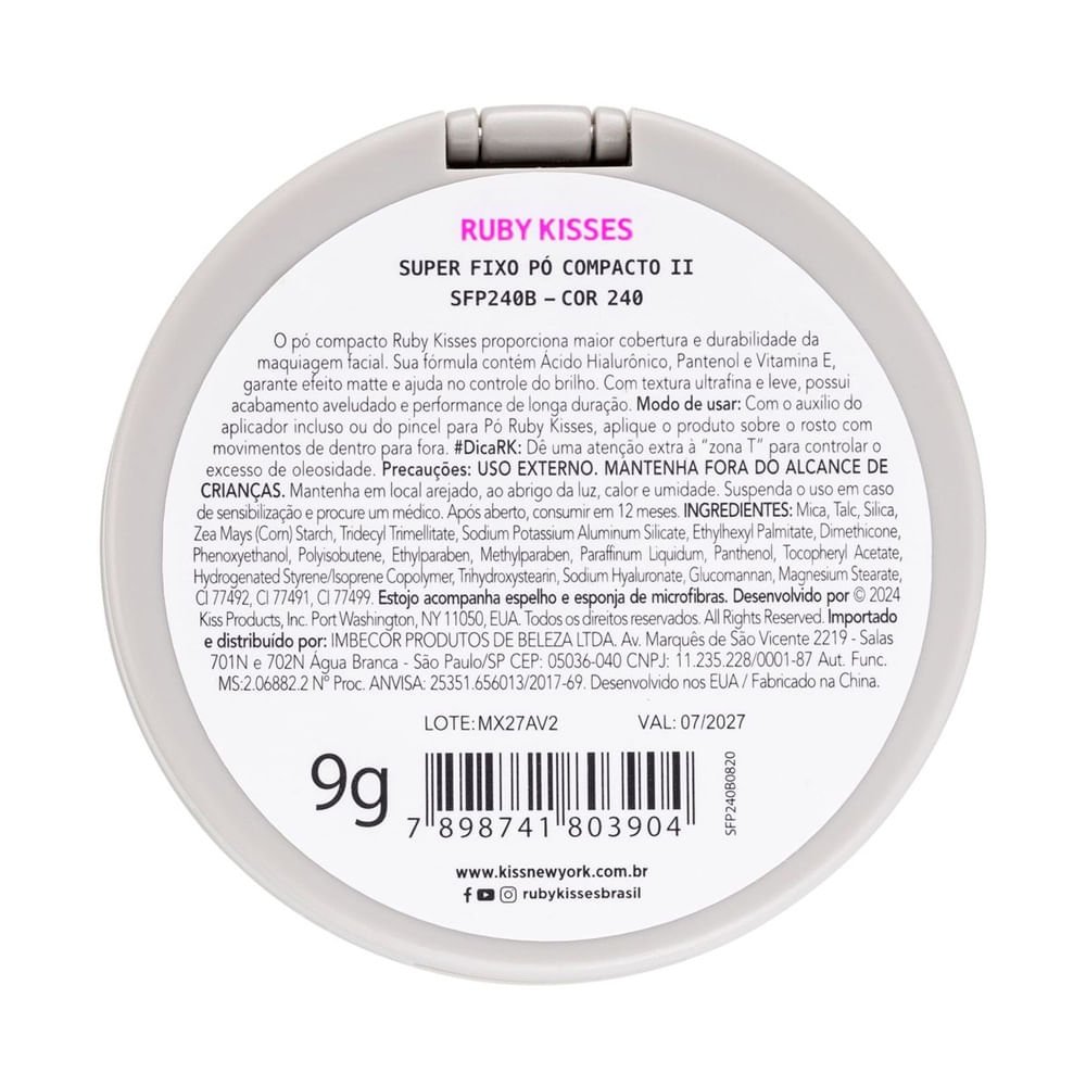 Pó Compacto Ruby Kisses Super Fixo Cor 240 9g Cor 240 6