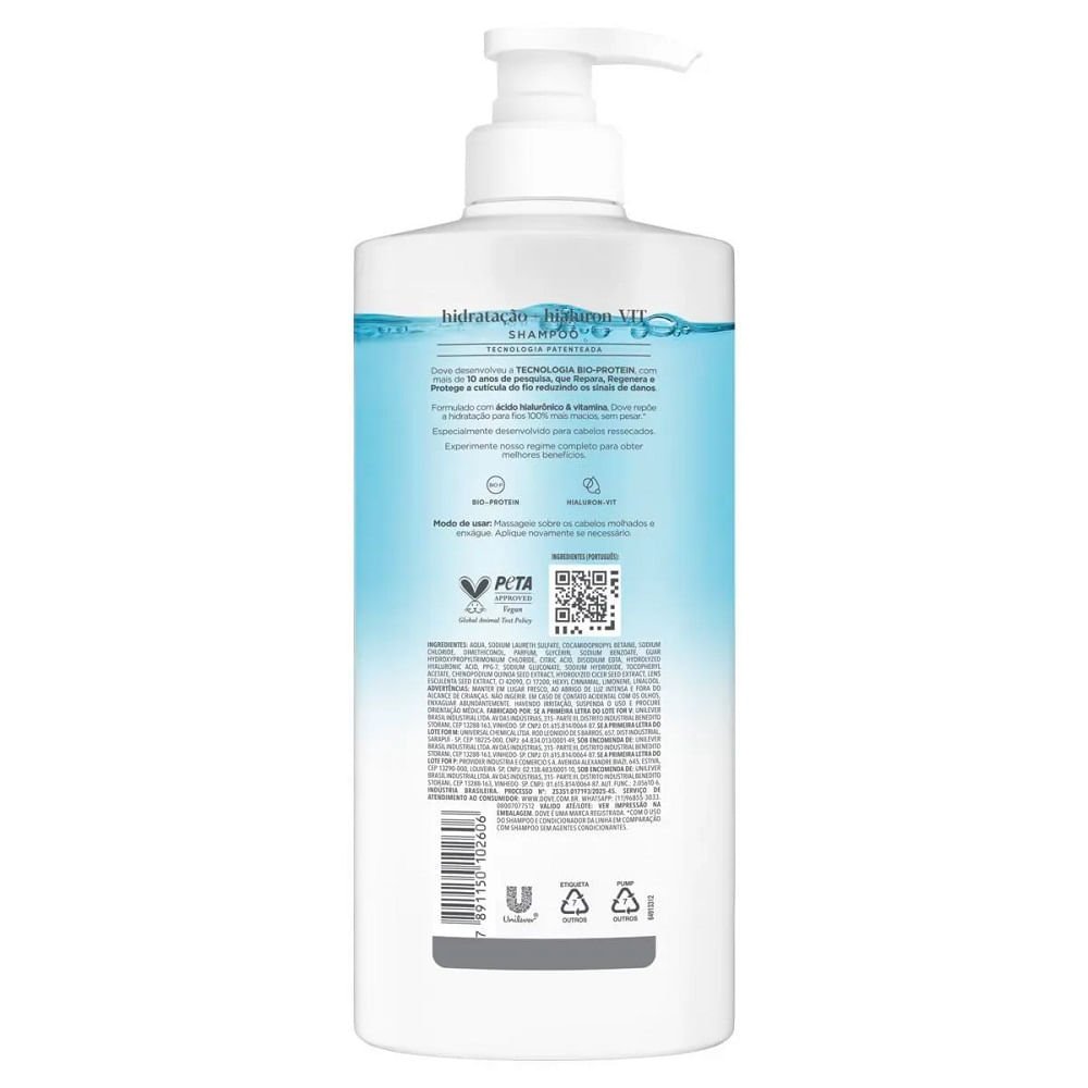 Shampoo Dove Hidratação + Hialuron-VIT 600ml 600ml 3
