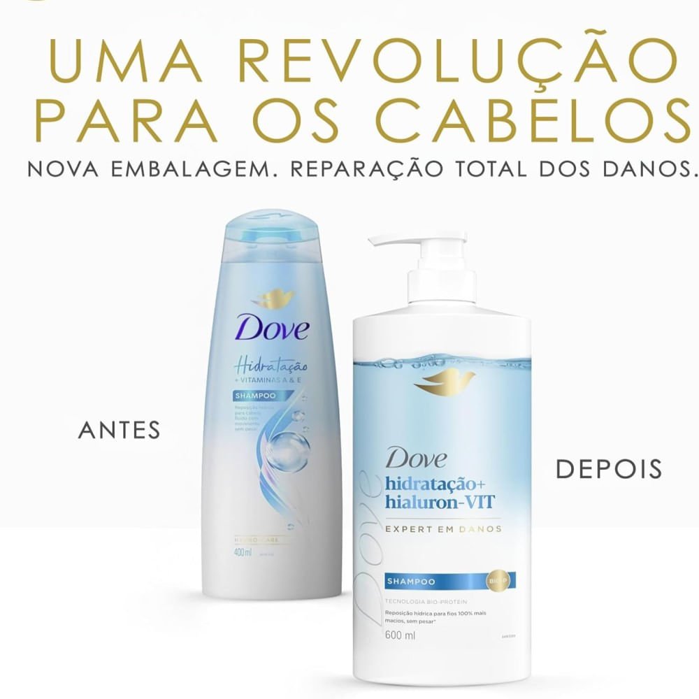 Shampoo Dove Hidratação + Hialuron-VIT 600ml 600ml 7