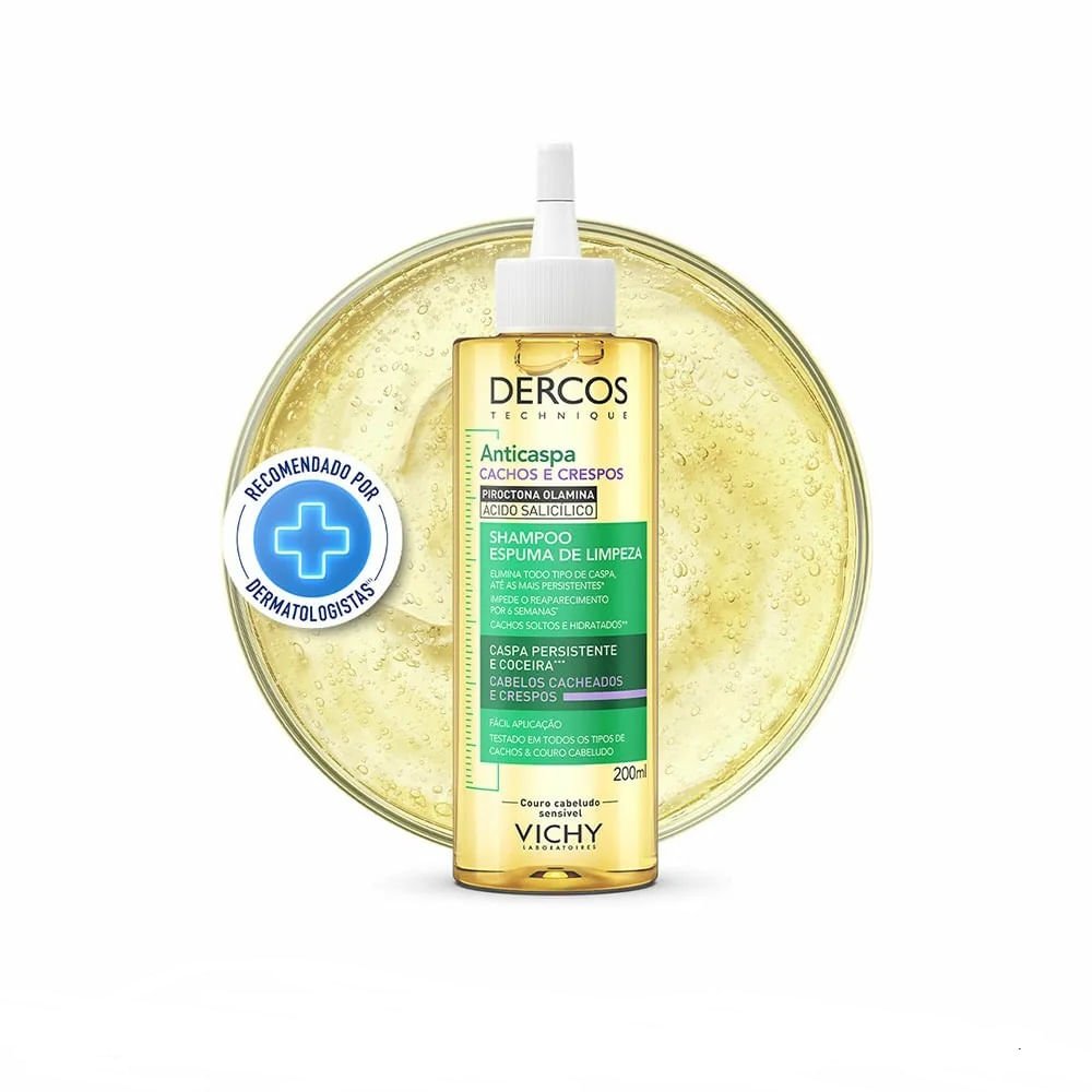Shampoo Anticaspa Espuma De Limpeza Vichy Dercos Cachos e Crespos 200ml 200ml 3