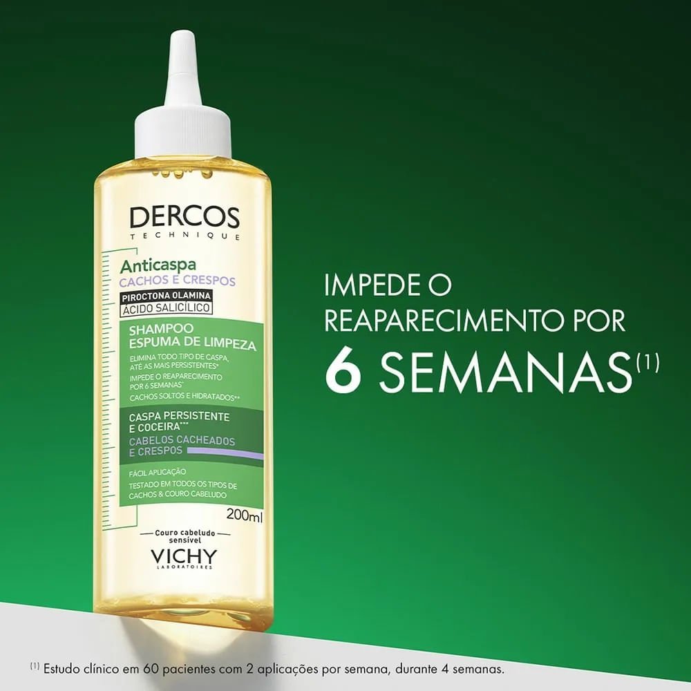 Shampoo Anticaspa Espuma De Limpeza Vichy Dercos Cachos e Crespos 200ml 200ml 6