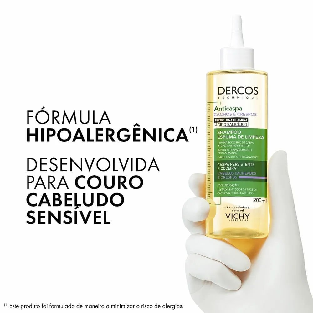 Shampoo Anticaspa Espuma De Limpeza Vichy Dercos Cachos e Crespos 200ml 200ml 9