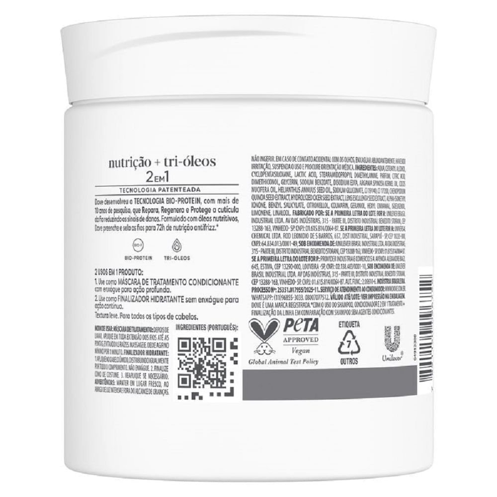 Máscara Cápilar Dove 2em1 Nutrição + Tri-óleos 500g 500g 3