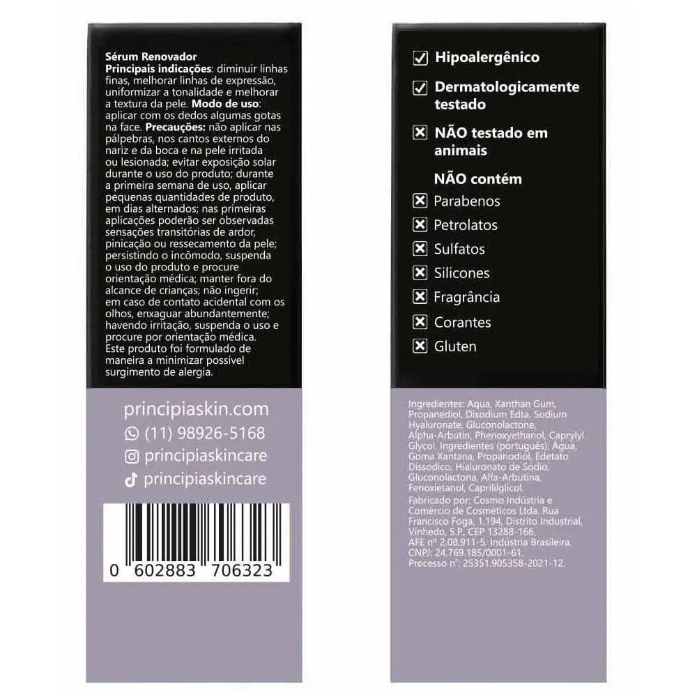 Sérum Facial Principia aA 2% Alfa-arbutin + 10% Gluconolactona 30ml 30ml 3