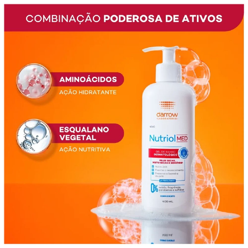 Gel de Banho Nutriol Med para Pele Seca 400ml 400ml 4