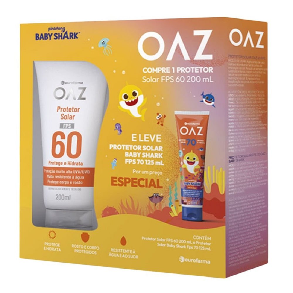 Kit Protetor Solar Oaz Rosto e Corpo FPS60 200ml + Protetor Solar Baby FPS 70 125ml