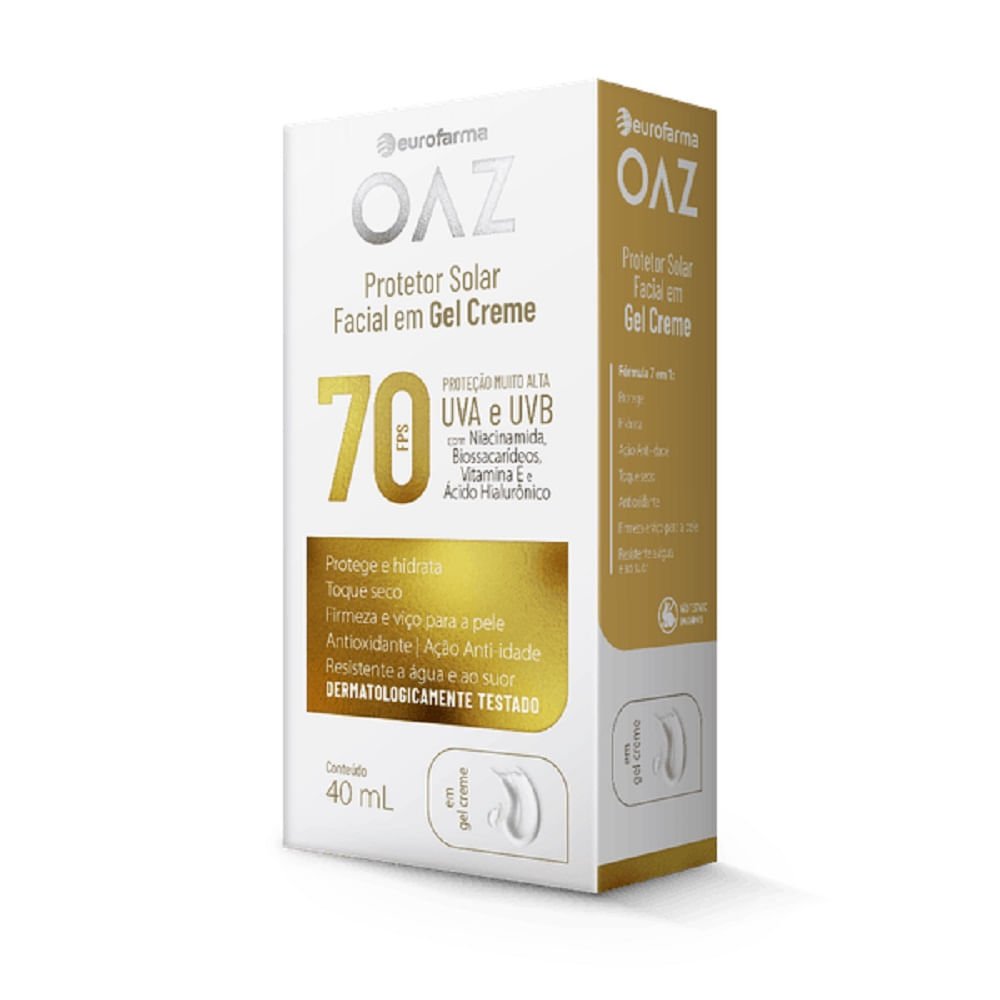 Protetor Solar Facial OAZ FPS 70 40ml 40ml 3