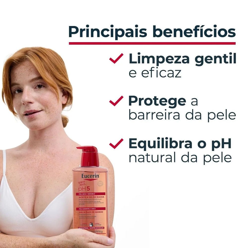 Gel e Óleo de Banho Eucerin pH5 Pele Seca e Sensível 400ml 400ml 3