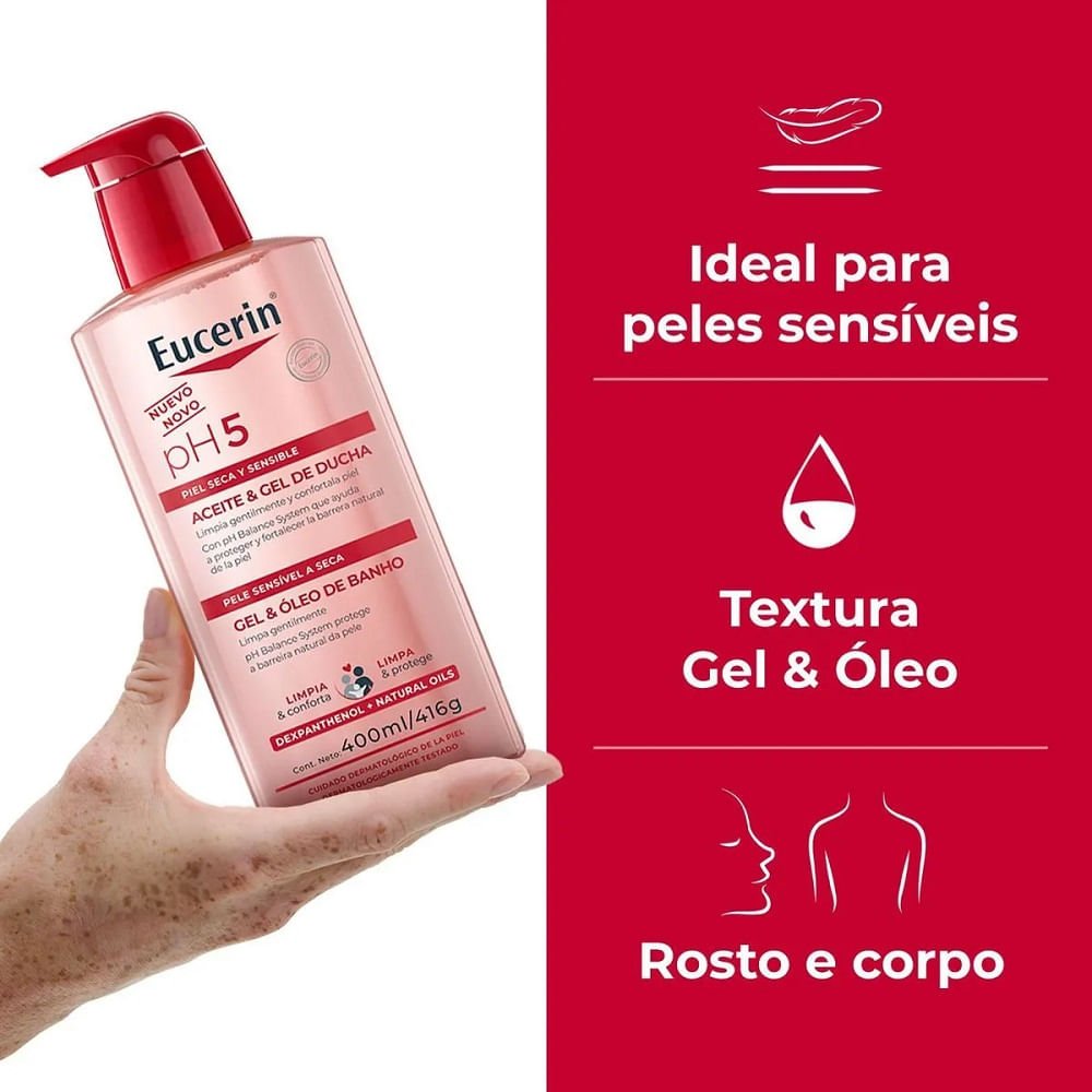 Gel e Óleo de Banho Eucerin pH5 Pele Seca e Sensível 400ml 400ml 4