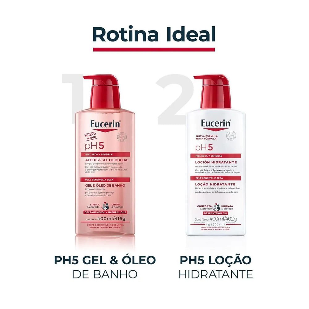 Gel e Óleo de Banho Eucerin pH5 Pele Seca e Sensível 400ml 400ml 6