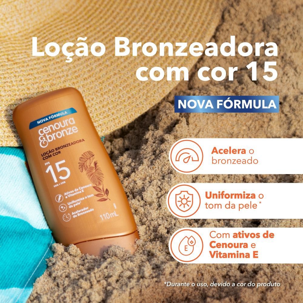 Loção Bronzeadora com Cor Cenoura & Bronze FPS15 110ml 110ml 2