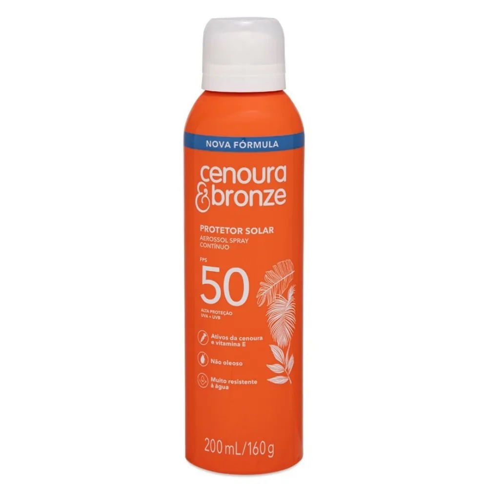 Protetor Solar Aerossol Cenoura & Bronze FPS 50 200ml