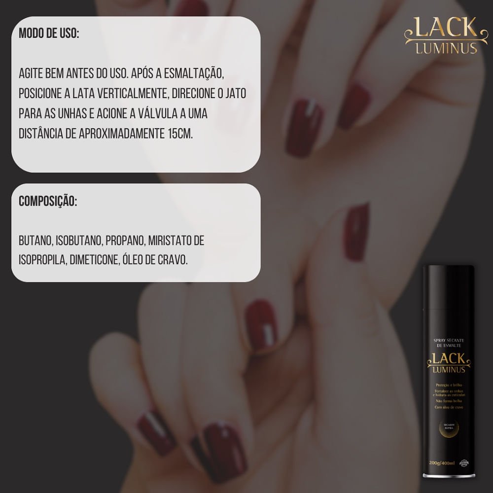 Spray Secante de Esmalte Lack Luminus 400ml 400ml 3