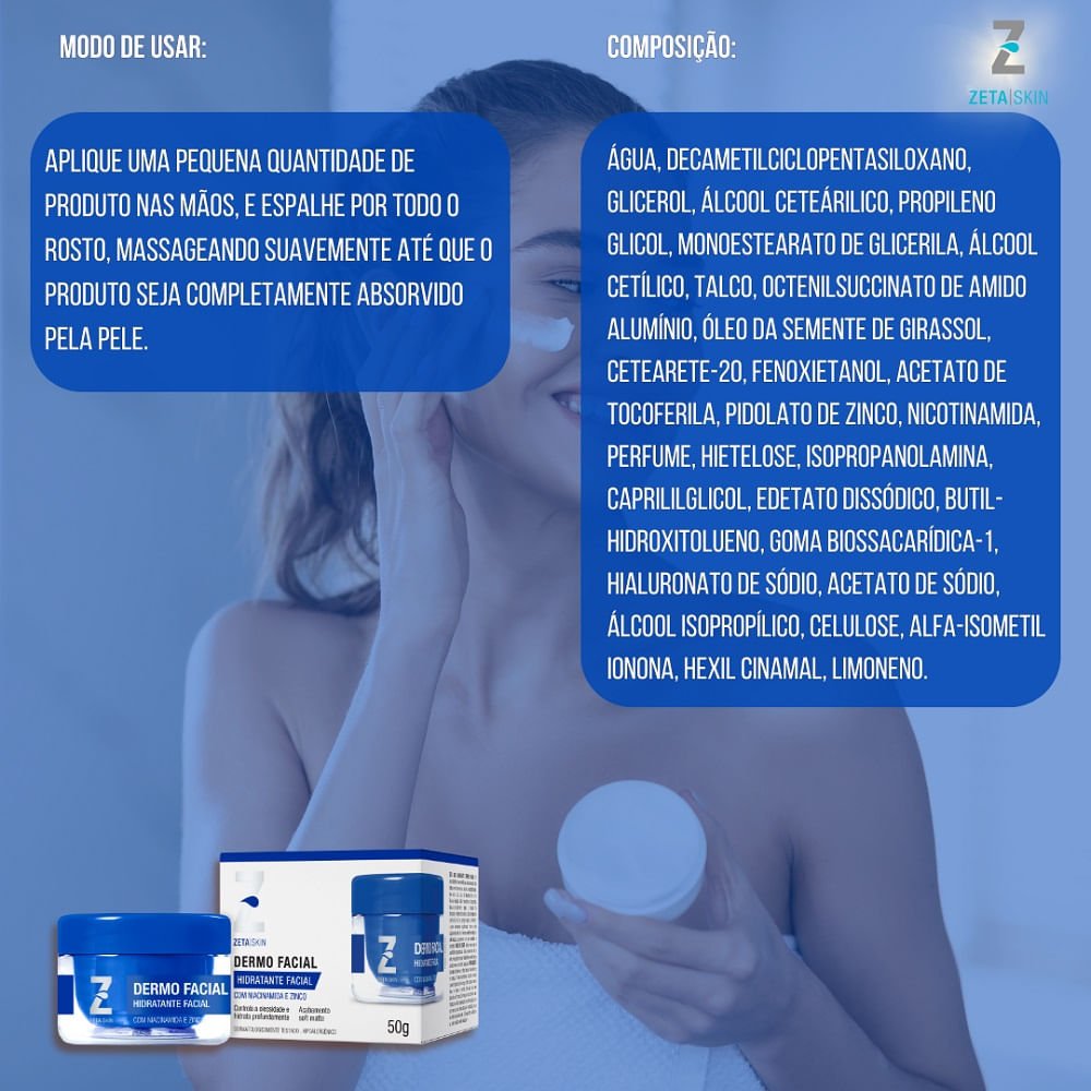 Hidratante Facial Zeta Skin Dermo Facial 50g 50g 3