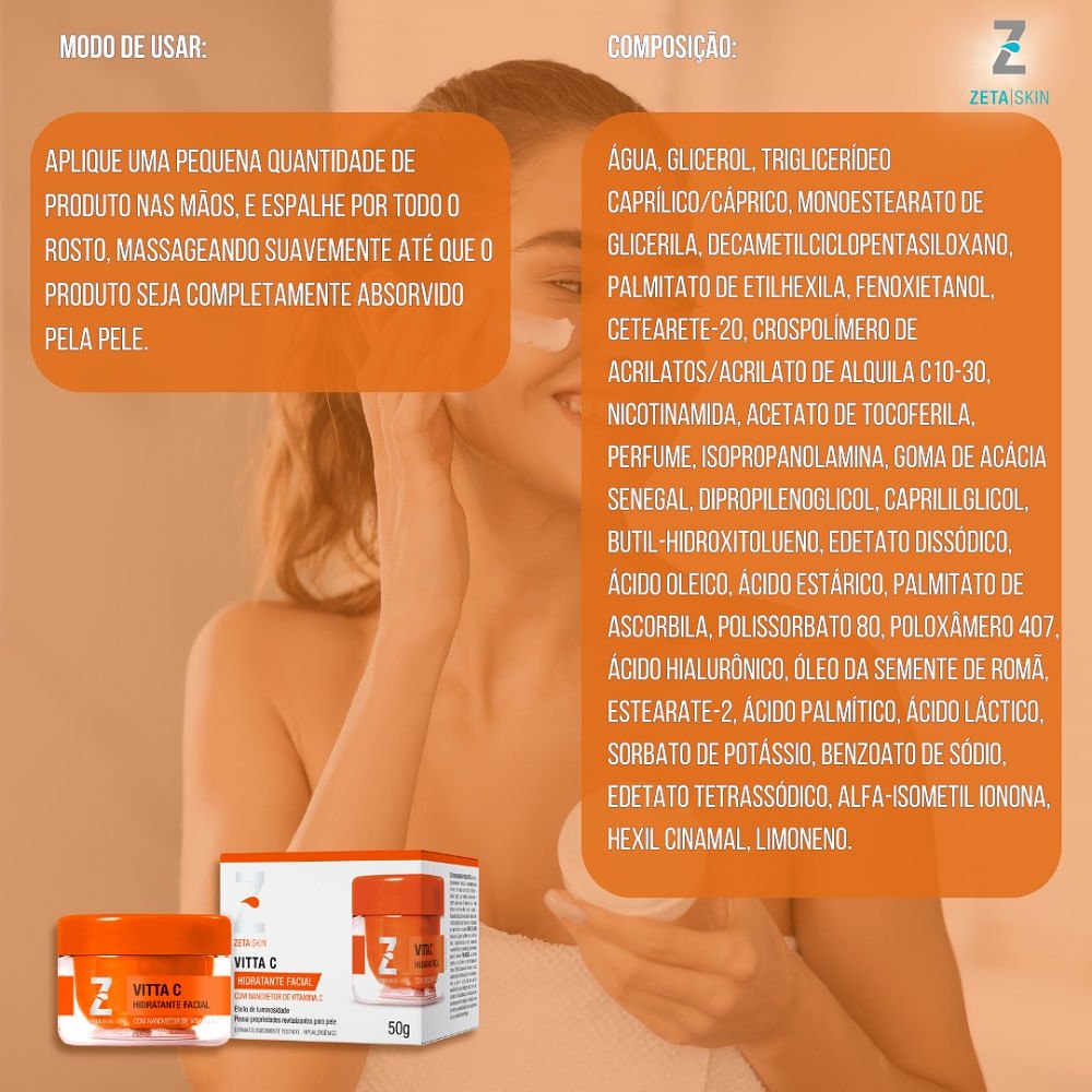 Hidratante Facial Zeta Skin Vitta C 50g 50g 3