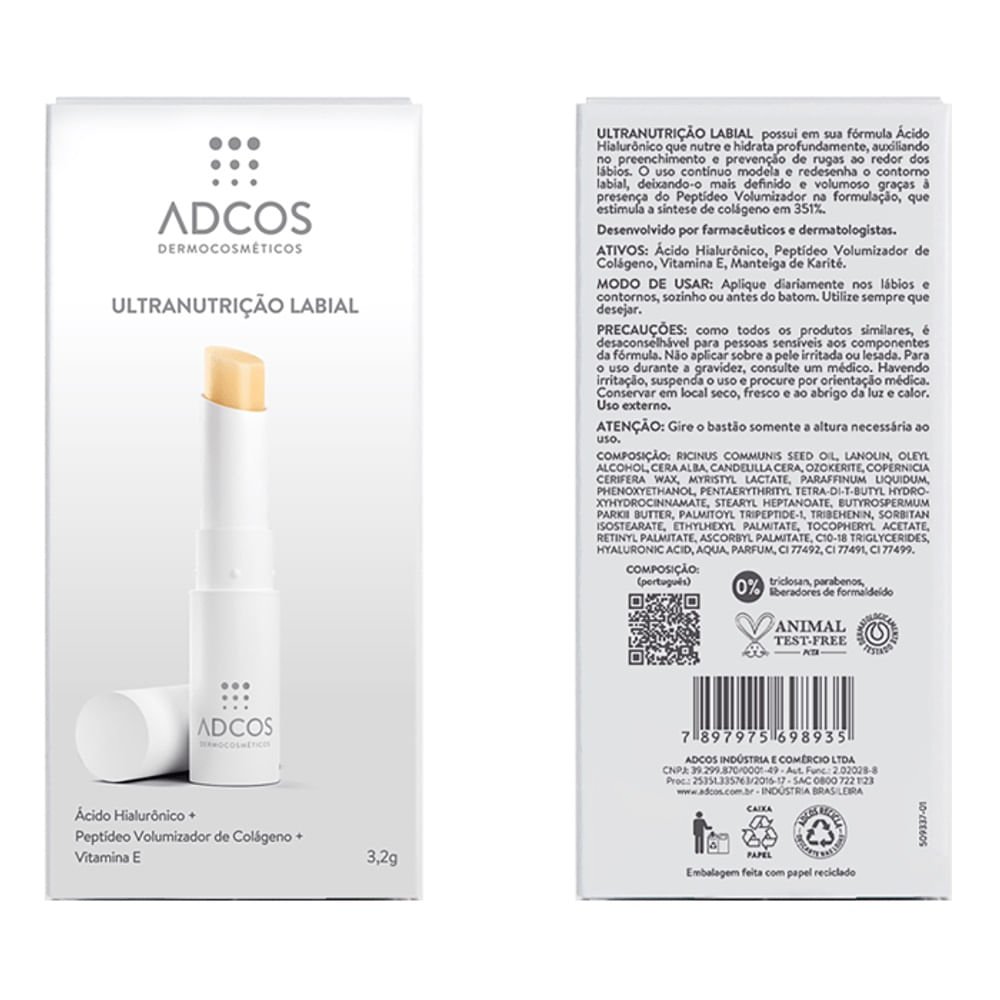 Hidratante Labial Adcos Ultra Nutrição 3,2g 3,2g 2