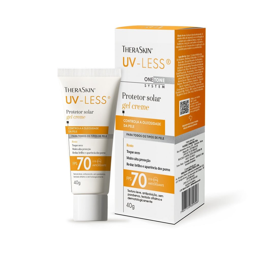 Protetor Solar Gel Creme TheraSkin UV-Less Sem Cor Fps70 40g