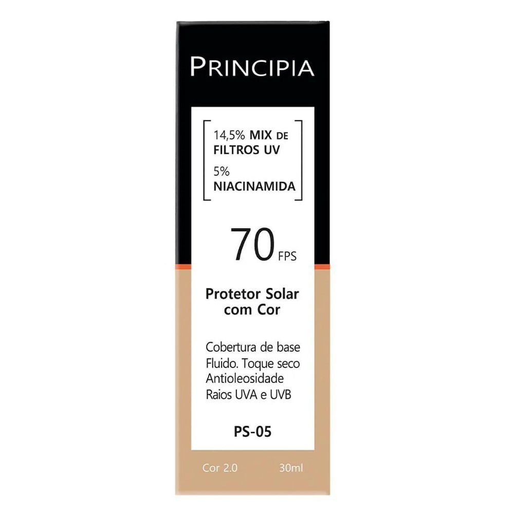Protetor Solar Facial Principia FPS70 Cor 2.0 PS-05 30ml