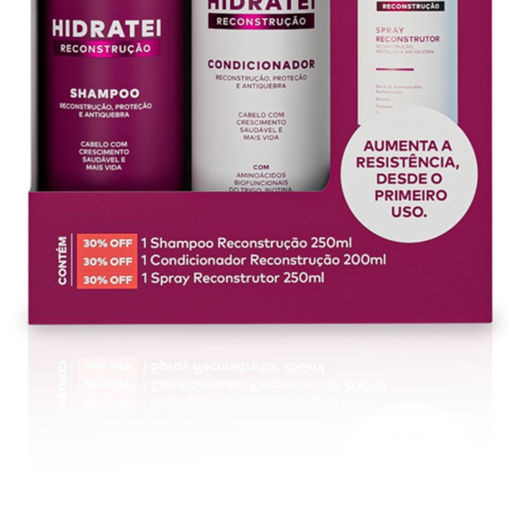 Kit Hidratei Reconstrução Hidratei Reconstrução 250ml+200ml+250g ÚNICO 3