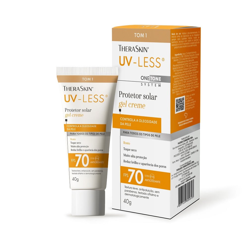 Protetor Solar Gel Creme TheraSkin UV-Less Tom 1 Fps70 40g