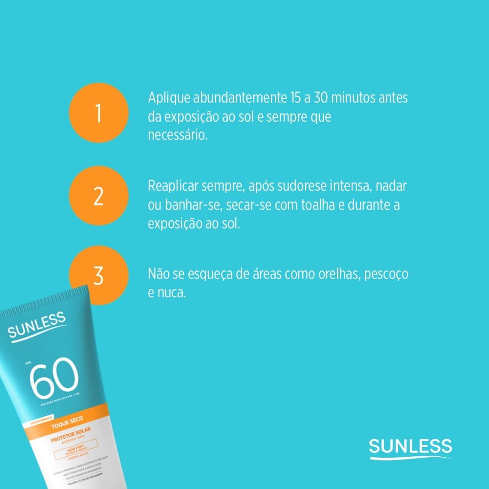 Protetor Solar Corporal Sunless Toque Seco FPS60 200g 200g 5