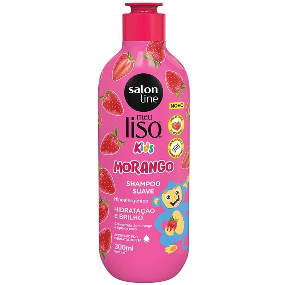 Kit Salon Line Meu Liso Kids Morango Shampoo 300ml + Condicionador 200ml ÚNICO 4