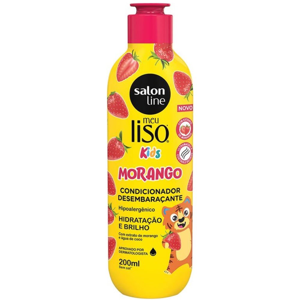 Kit Salon Line Meu Liso Kids Morango Shampoo 300ml + Condicionador 200ml ÚNICO 5