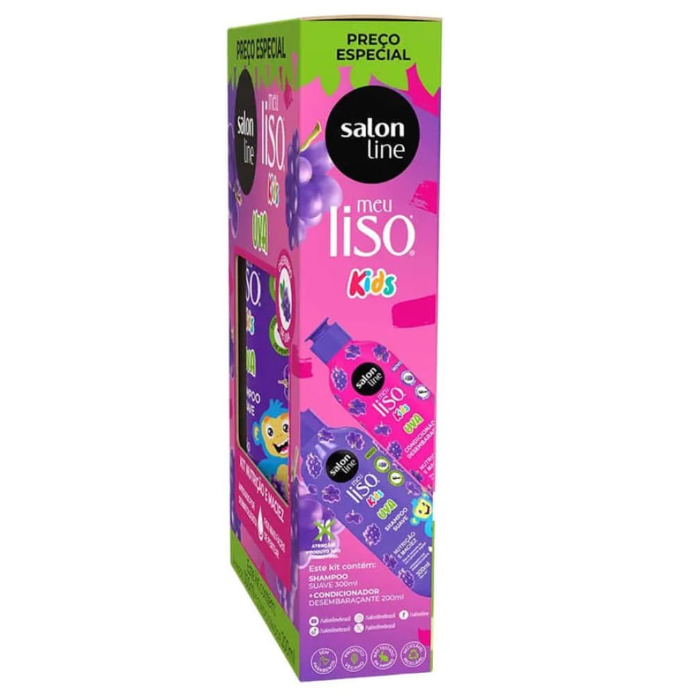Kit Salon Line Meu Liso Kids Uva Shampoo 300ml + Condicionador 200ml ÚNICO 2