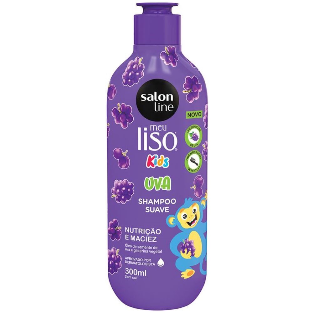 Kit Salon Line Meu Liso Kids Uva Shampoo 300ml + Condicionador 200ml ÚNICO 4