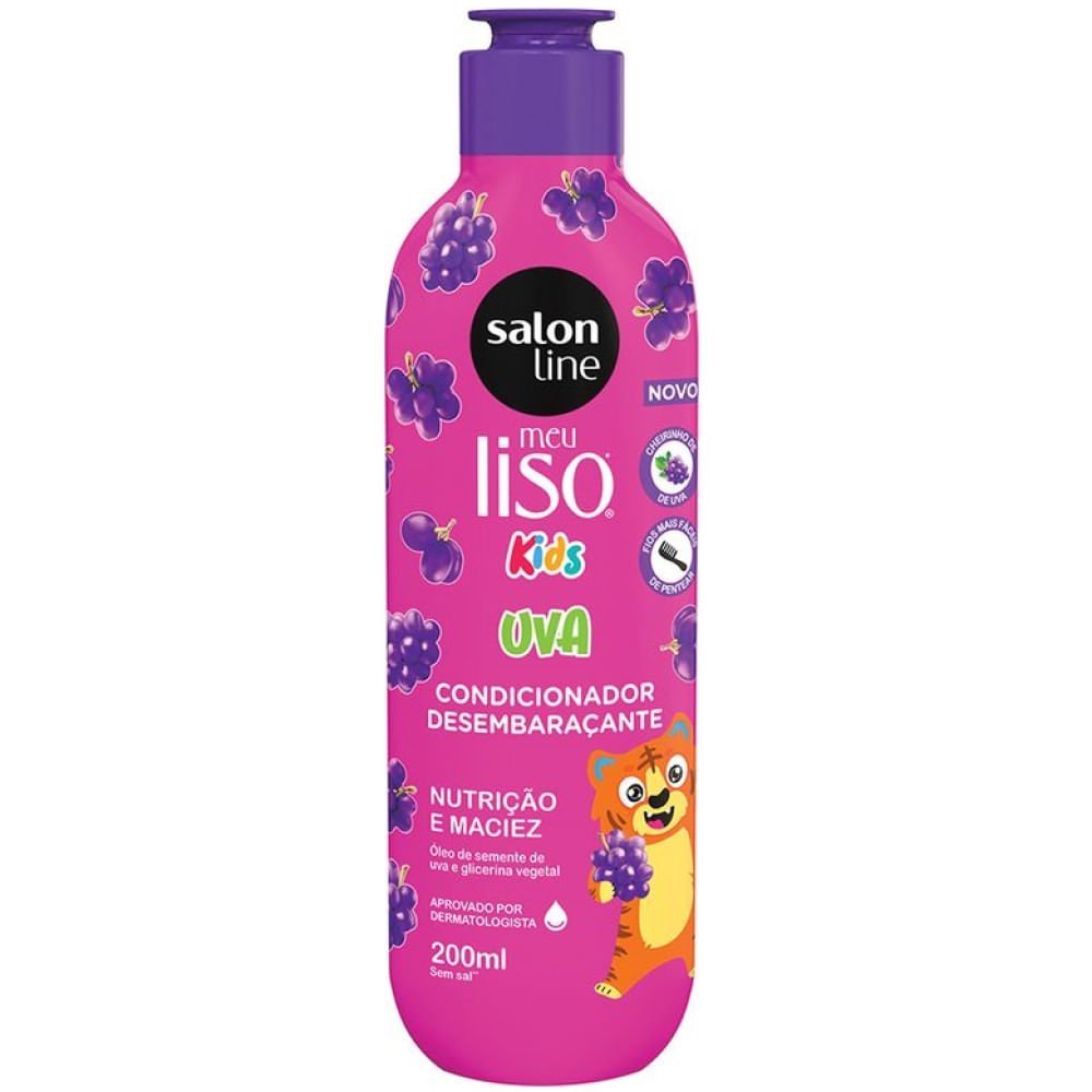 Kit Salon Line Meu Liso Kids Uva Shampoo 300ml + Condicionador 200ml ÚNICO 5