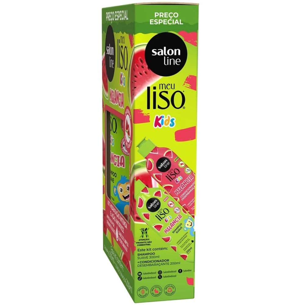 Kit Salon Line Meu Liso Kids Melancia Shampoo 300ml + Condicionador 200ml ÚNICO 2