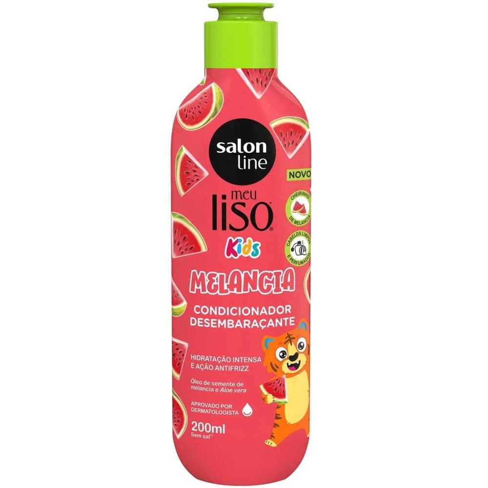 Kit Salon Line Meu Liso Kids Melancia Shampoo 300ml + Condicionador 200ml ÚNICO 5