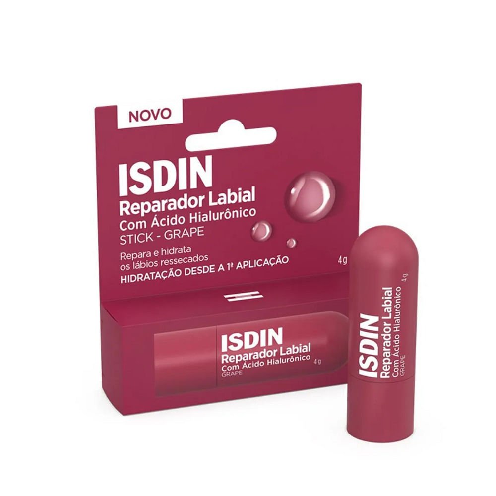 Reparador Labial Isdin Stick Grape 4g Rosa 2